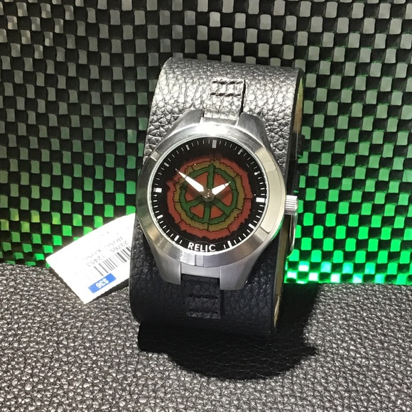 RELIC Animated Peace Sign on Leather - Picture 2 of 8